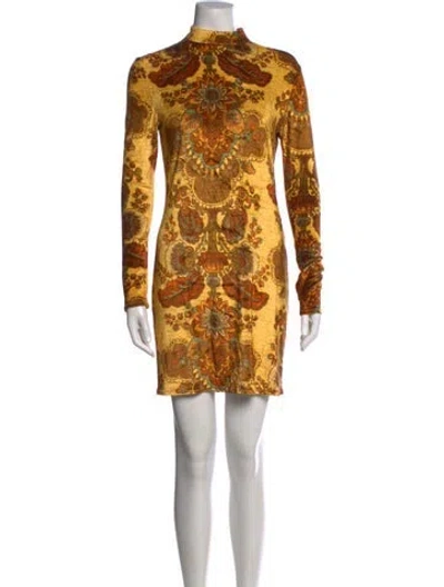 Pre-owned Kwaidan Editions Printed Mini Dress In Yellow