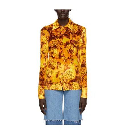 Kwaidan Editions Yellow Printed Shirt With Logo In Multicolor