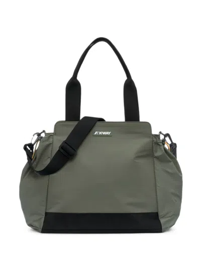 K-way Aisy Logo-patch Tote Bag In Green