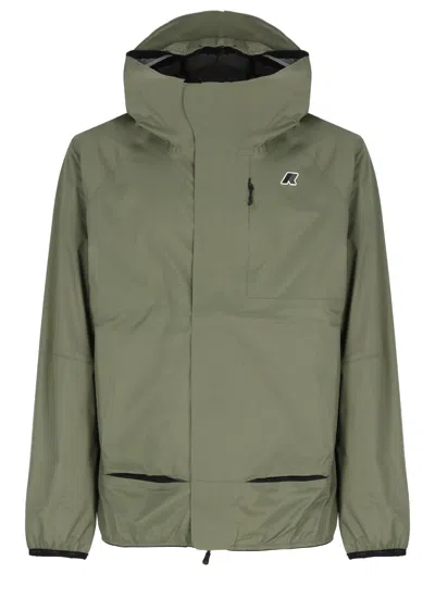 K-way Army Green Roche Hooded Jacket In Multi