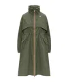 K-way Aube Memory Touch Drawstring Panelled Coat In Green