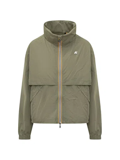 K-way Aubette Memory Touch Zip Jacket In Green