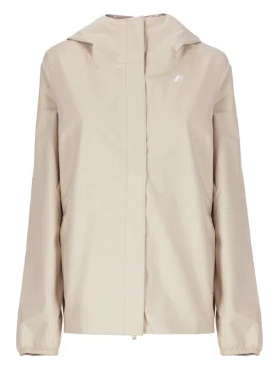K-way Beige Marguerite Stretch Dot Jacket In Neutral