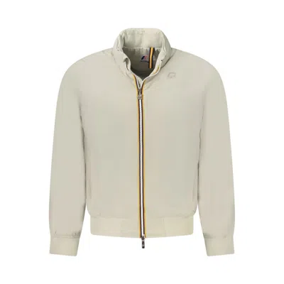 K-way Beige Mock Collar Jacket In White