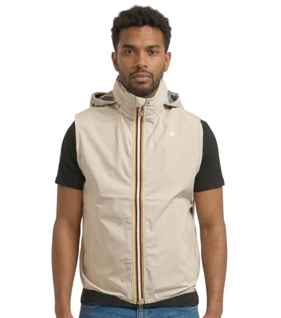 K-way Beige Sleeveless Hood Jacket In Brown