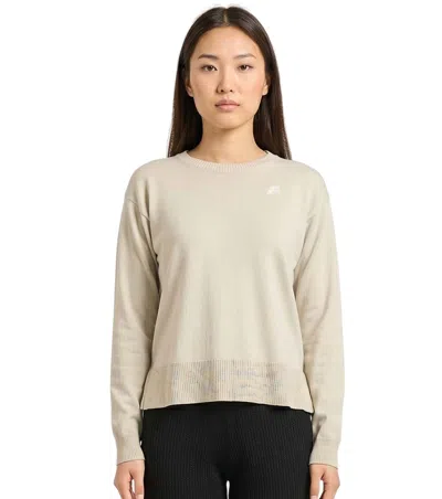 K-way Beige Solid Crew Neck Sweater In Multi
