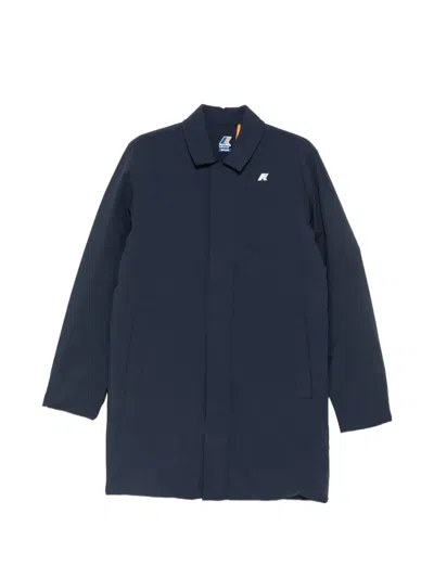 K-way Benoit Logo-patch Coat In Blue