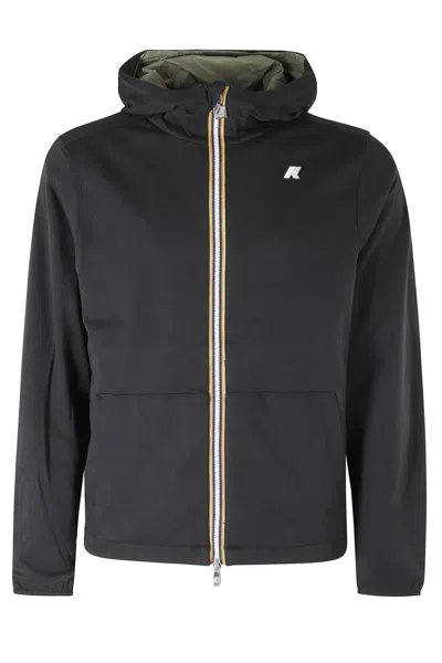 K-way Black Green Jake Double Interlock Reversible Hooded Cotton Jacket In Blue