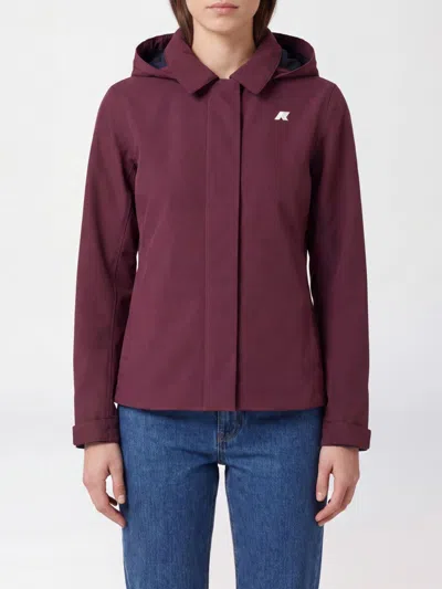 K-way Bleizou Hooded Waterproof Nylon Jacket With Contrast Logo In Burgundy