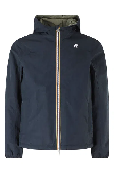 K-way Blue Green Jake Reversible Hooded Nylon Jacket