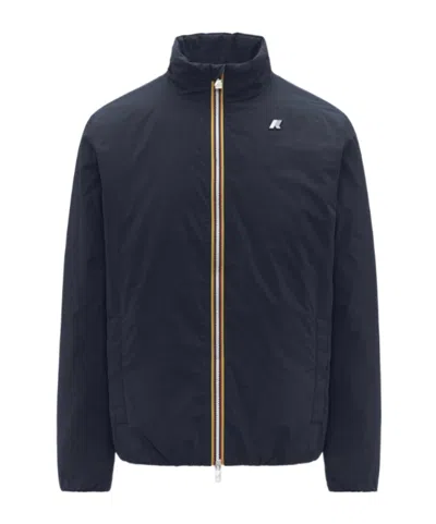 K-way Short Reversible High Neck Jacket In Blue