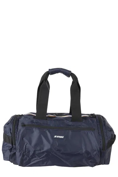 K-way Blue Mereville S Ribbon Handles Polyester Duffle Bag In Black