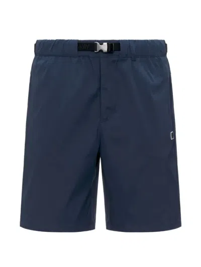 K-way Bourrier Buckle-fastening Logo-patch Shorts In Blue