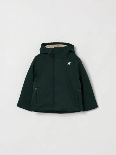 K-way Kids'  Boy's Lightweight Polyester Jacket With Hood And Concealed Closure In Green