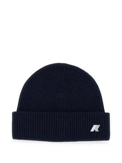 K-way Brice Ribbed-knit Logo-patch Beanie Hat In Blue