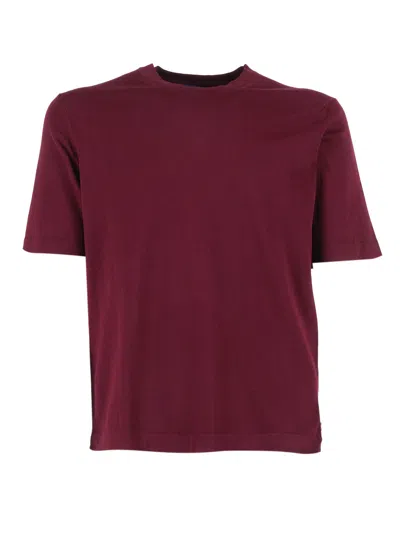 K-way Burgundy Combe Minimalist Cotton T-shirt In Red