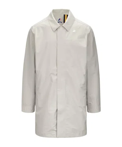K-way Button-fastening Storm Jacket In White