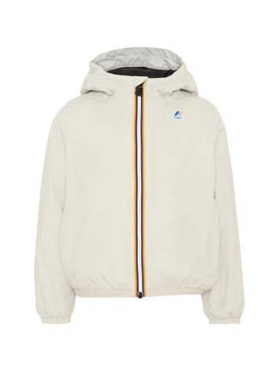 K-way Kids' Claude Logo-patch Hooded Jacket In Neutral