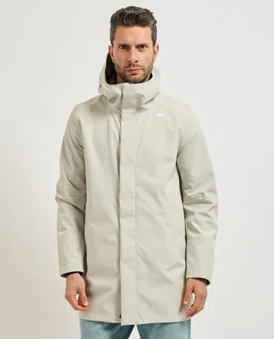 K-way Light Grey Hood Parka Jacket In Gray