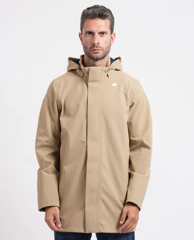 K-way Coats In Beige/blu Chari