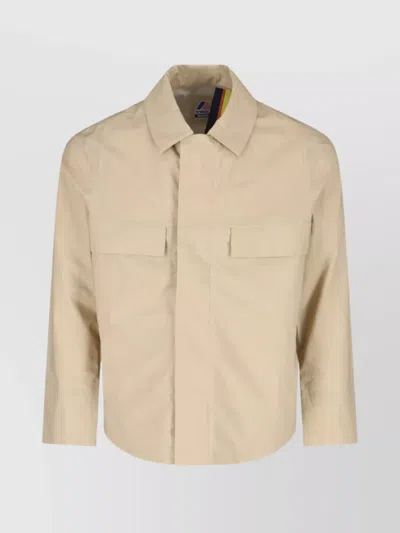 K-way Collared Three-layer Waterproof Jacket In Neutral