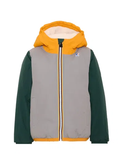 K-way Kids' Colour-block Hooded Jacket In Grey