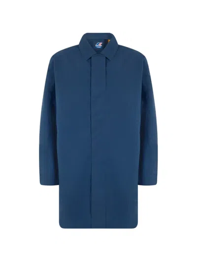 K-way Concealed-fastening Coat In Blue