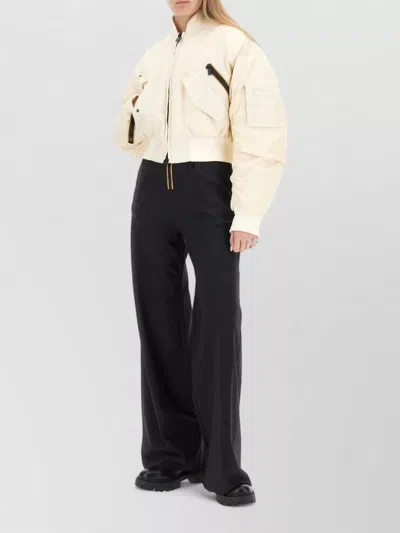 K-way Cropped Jacket High Collar Long Sleeves In Neutral