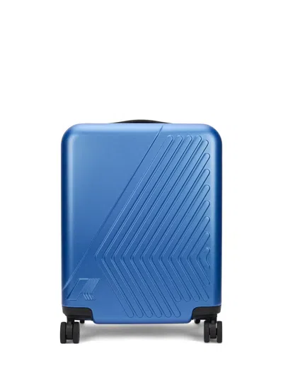 K-way Debossed-logo Suitcase In Blue