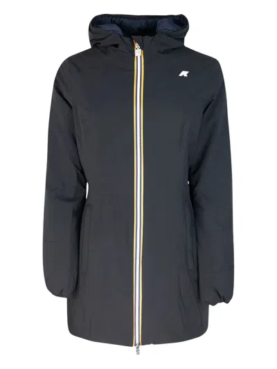 K-way Denise St Warm Double Short Black Nylon Hooded Coat