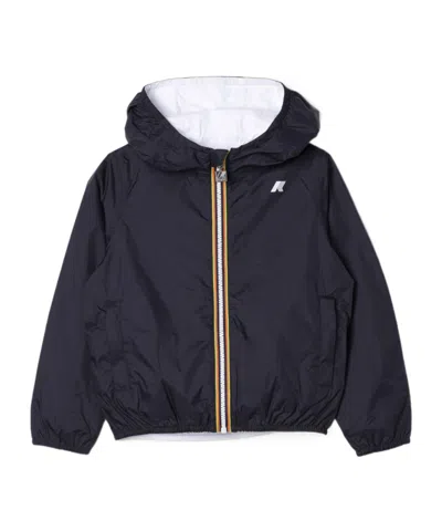 K-way Kids' Double-sided Hooded Jacket In Blue