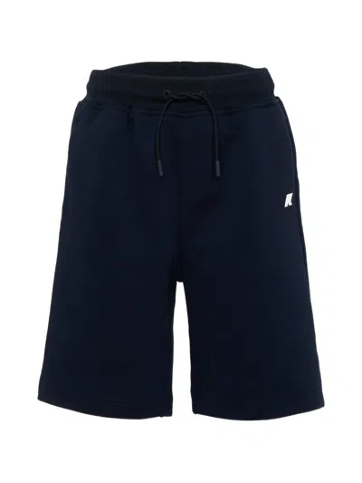 K-way Kids' Drawstring Logo-patch Shorts In Blue