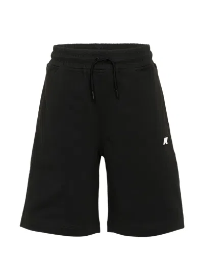K-way Kids' Erik Drawstring Logo-patch Shorts In Black