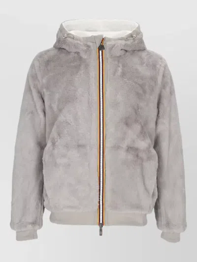 K-way Faux Fur Puffer Jacket In Neutral