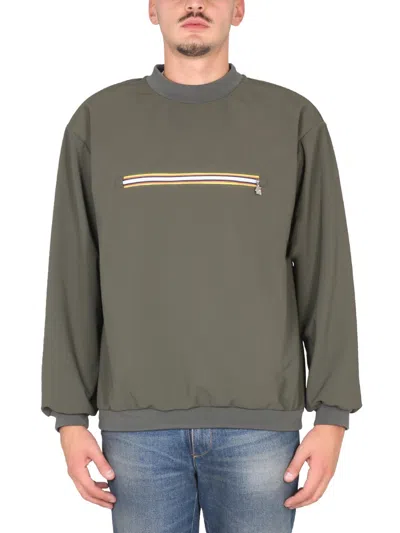 K-way Front Pocket Zippered Sweatshirt For Men In Green