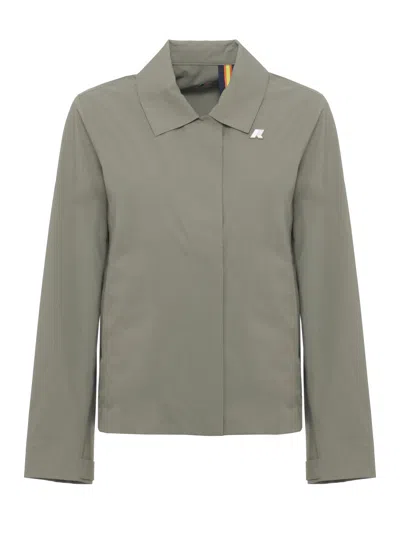 K-way Green Arabel Waterproof Zip Jacket In Gray