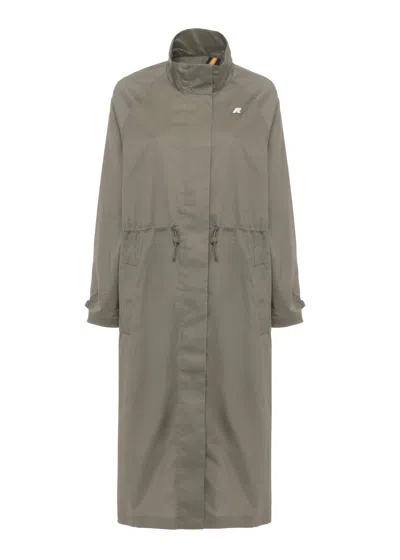 K-way Green Barbrein Cotton Raincoat In Brown