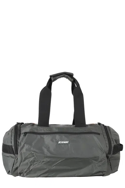 K-way Green Mereville S Ribbon Handles Polyester Duffle Bag In Grey