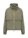 K-way Green Solid Mandarin Collar Jacket In Green