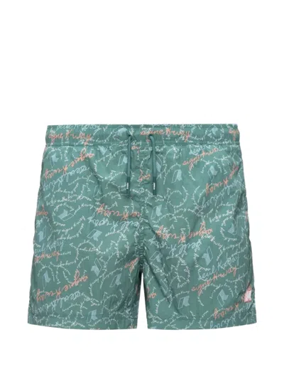 K-way Hazel Graphic-print Swim Shorts In Green