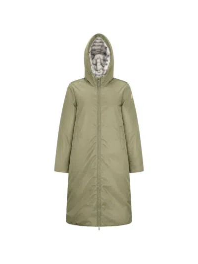 K-way Hooded Logo-patch Coat In Green