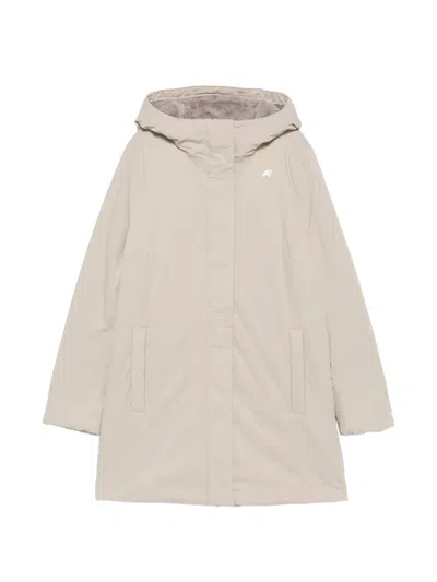 K-way Hooded Logo-patch Coat In Neutral