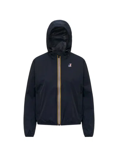 K-way Hooded Logo-patch Jacket In Blue
