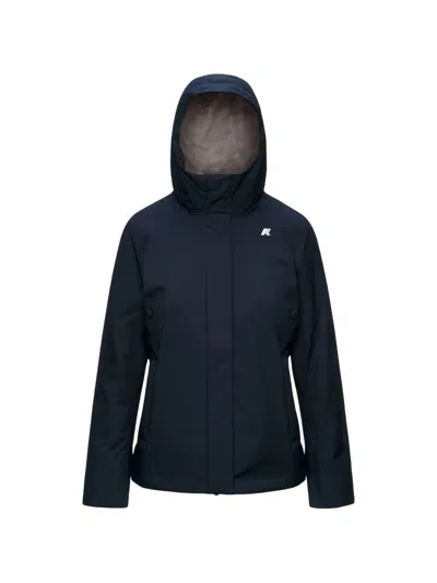K-way Hooded Logo-patch Jacket In Blue