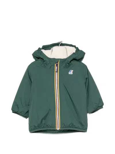 K-way Babies' Hooded Logo-patch Jacket In Green