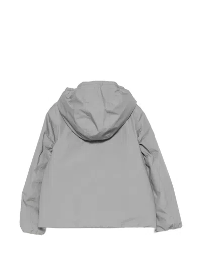 K-way Kids' Hooded Logo-patch Jacket In Grey