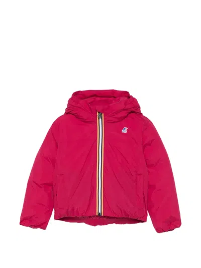 K-way Kids' Hooded Logo-patch Jacket In Pink