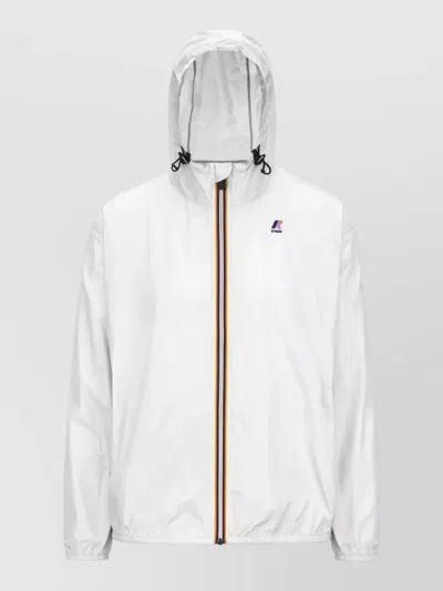 K-way Hooded Packable Jacket Adjustable Drawstring Hood In White