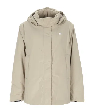 K-way Hooded Padded Jacket In Brown