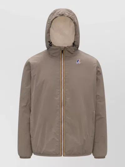 K-way Hooded Puffer Parka Coat In Brown